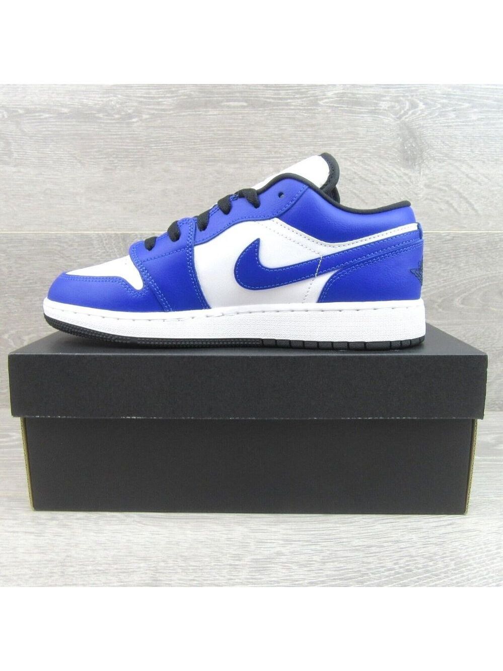 Air Jordan 1 Low GS Size 7Y White Hyper Royal Black Shoes NEW - Picture 3 of 14